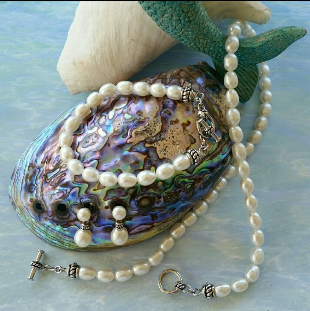 Mandarin Cultured Pearl 3 Pc set